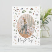Cartes Pour Fêtes Annuelles Joy & Bright Winter Foliing Photo (Debout devant)