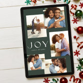 Cartes Pour Fêtes Annuelles Joy cinq photo collage vert moderne Noël