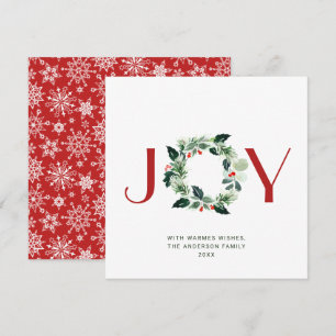 Cartes Pour Fêtes Annuelles JOY Couronne festive de houx à baies Noël