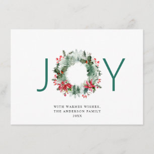 Cartes Pour Fêtes Annuelles JOY Couronne festive de houx à baies Noël