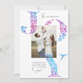 Cartes Pour Fêtes Annuelles Joy Elegant Noël Typographie florale Photo (Devant)