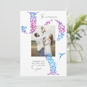 Cartes Pour Fêtes Annuelles Joy Elegant Noël Typographie florale Photo (Debout devant)