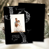 Cartes Pour Fêtes Annuelles Joy Elegant Noël Typographie florale Photo