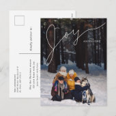 Cartes Pour Fêtes Annuelles Joy Elegant Script avec photo de famille (Devant / Derrière)