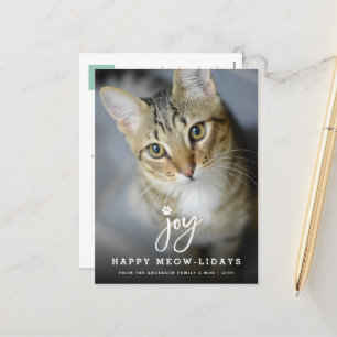 Cartes Pour Fêtes Annuelles Joy Empreinte de patte Brush Script Amoureux des c