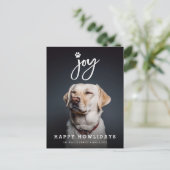 Cartes Pour Fêtes Annuelles Joy Empreinte de patte Brush Script Amoureux des c (Debout devant)