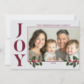 Cartes Pour Fêtes Annuelles JOY Family Photo Red Flat Holiday Card (Devant)