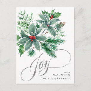 Cartes Pour Fêtes Annuelles JOY Festive Holly Berry Salutation de Noël