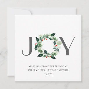 Cartes Pour Fêtes Annuelles JOY Festive Holly Berry Wreath voeux de Noël