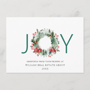 Cartes Pour Fêtes Annuelles JOY Festive Holly Berry Wreath voeux de Noël