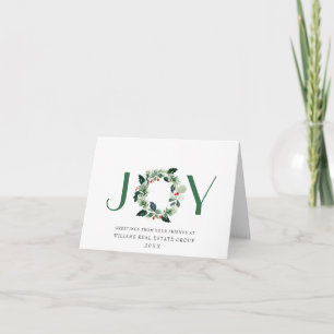 Cartes Pour Fêtes Annuelles JOY Festive Holly Berry Wreath voeux de Noël