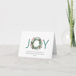 Cartes Pour Fêtes Annuelles JOY Festive Holly Berry Wreath voeux de Noël