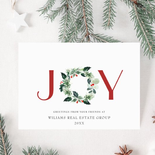 Cartes Pour Fêtes Annuelles JOY Festive Holly Berry Wreath voeux de Noël