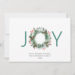 Cartes Pour Fêtes Annuelles JOY Festive Holly Berry Wreath voeux de Noël