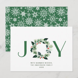 Cartes Pour Fêtes Annuelles JOY Festive Holly Berry Wreath voeux de Noël