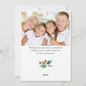 Cartes Pour Fêtes Annuelles JOY Festive Holly Wreath Noël PHOTO Salutation (Dos)