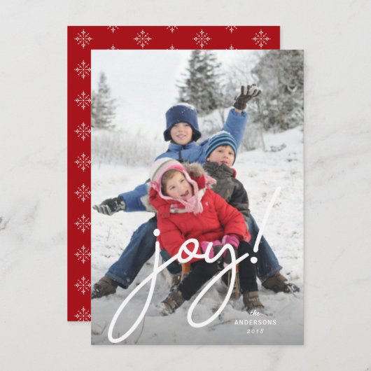 Cartes Pour Fêtes Annuelles Joy Festive Noël manuscrit Script Photo (Devant / Derrière)