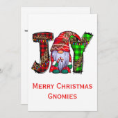 Cartes Pour Fêtes Annuelles Joy Gnomes Joyeux Noël Gnomies tendance (Devant / Derrière)