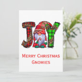 Cartes Pour Fêtes Annuelles Joy Gnomes Joyeux Noël Gnomies tendance (Debout devant)
