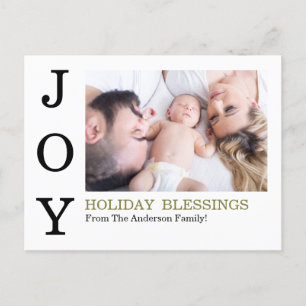 Cartes Pour Fêtes Annuelles JOY Holiday Blessures Photo Family Holiday Card