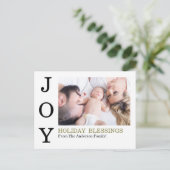 Cartes Pour Fêtes Annuelles JOY Holiday Blessures Photo Family Holiday Card (Debout devant)