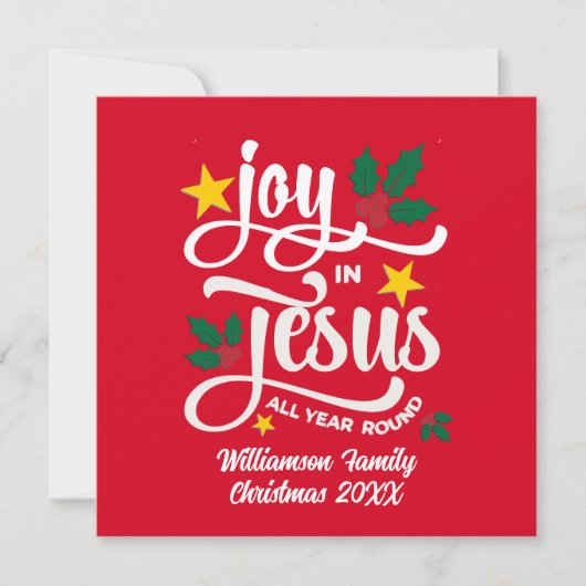Cartes Pour Fêtes Annuelles Joy in Jesus Christian Christmas Family Name (Devant)