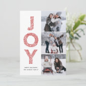 Cartes Pour Fêtes Annuelles JOY Lettering Red Christmas Photo Collage (Debout devant)