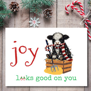 Cartes Pour Fêtes Annuelles Joy Looks Good on You Sassy Cow Christmas