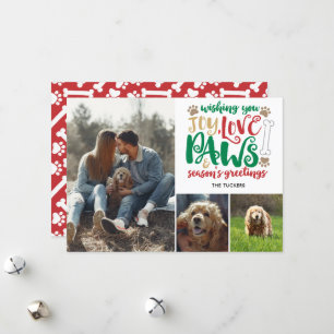 Cartes Pour Fêtes Annuelles Joy Love Paws Bonnes Fêtes Chien rouge 3-Photo