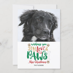 Cartes Pour Fêtes Annuelles Joy Love Paws Chien de Noël Photo
