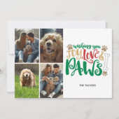 Cartes Pour Fêtes Annuelles Joy Love Paws Peace Photo Rouge 4-Photo (Devant)