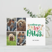 Cartes Pour Fêtes Annuelles Joy Love Paws Peace Photo Rouge 4-Photo (Debout devant)