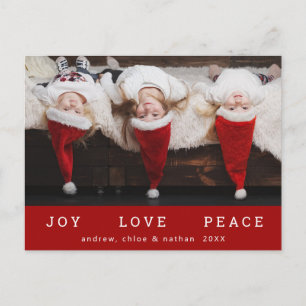 Cartes Pour Fêtes Annuelles JOY LOVE PEACE Noël Funny Photo Rouge