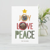 Cartes Pour Fêtes Annuelles Joy Love Peace Rustic Photo Arbre de Noël (Debout devant)