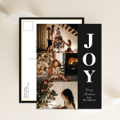 Cartes Pour Fêtes Annuelles Joy Modern Black Christmas 3 Photo Collage