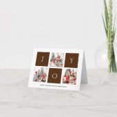 Cartes Pour Fêtes Annuelles JOY Modern Brown Fun Script Photo Collage Simple (Devant)