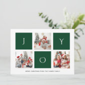 Cartes Pour Fêtes Annuelles JOY Modern Green Fun Script Photo Collage Simple (Debout devant)