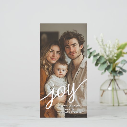 Cartes Pour Fêtes Annuelles Joy - Modern Script Photo - simple (Debout devant)