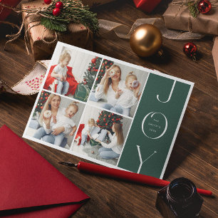 Cartes Pour Fêtes Annuelles JOY Moderne 4 Photo Montage Joyeux Noël