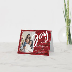 Cartes Pour Fêtes Annuelles Joy Motif Knit Rouge mignon Joy Photo Fête Pliée