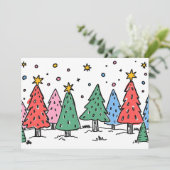 Cartes Pour Fêtes Annuelles Joy of Christmas Doodle Art Style (Debout devant)