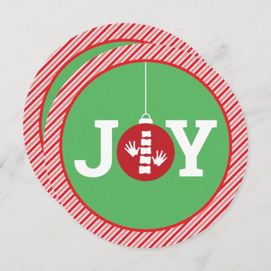 Cartes Pour Fêtes Annuelles JOY Ornament Stripes Chiropratique Noël Round (Devant / Derrière)