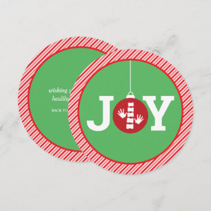 Cartes Pour Fêtes Annuelles JOY Ornament Stripes Chiropratique Noël Round