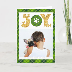 Cartes Pour Fêtes Annuelles JOY Paws Gold   Amateurs d'animaux de compagnie Fe