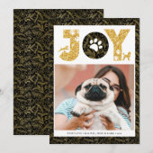 Cartes Pour Fêtes Annuelles JOY Paws Gold | Amateurs d'animaux de compagnie Pi (Devant / Derrière)