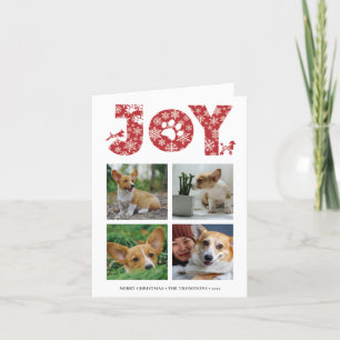 Cartes Pour Fêtes Annuelles JOY Paws Snowflake   Collage photo de l'animal de 