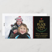 Cartes Pour Fêtes Annuelles Joy Peace Love Simple Faux-Parties scintillant Car (Devant / Derrière)