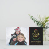 Cartes Pour Fêtes Annuelles Joy Peace Love Simple Faux-Parties scintillant Car (Debout devant)