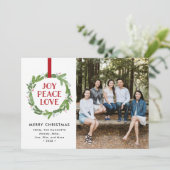 Cartes Pour Fêtes Annuelles Joy Peace Love Wreath (Debout devant)
