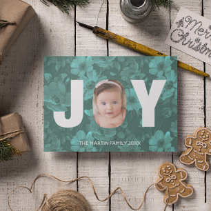 Cartes Pour Fêtes Annuelles Joy Peekaboo Noël Photo Plutôt Vert Floral